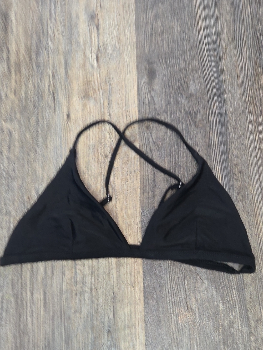 Zaful Black Triangle Bralette with Cross-Back Straps